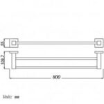 BLAZE Black Double Towel Rail 800mm